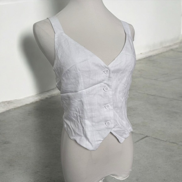 NWT H&M White Button-Up Top coastal cowgirl prairie western boho - Picture 1 of 5